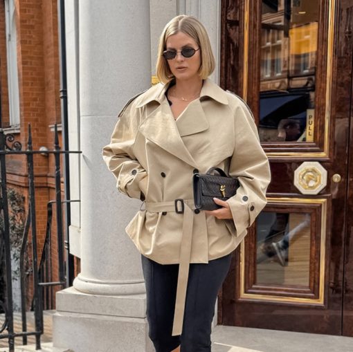 Women's Long-sleeved Lapel Lace-up Waist-controlled Mid-length Trench Coat