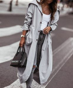 Temperament Niche Personality Casual Large Lapel Mid-length Trench Coat