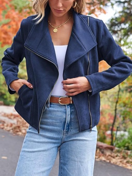 Fashion Casual Short Motorcycle Suede Jacket - Image 2