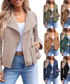 Fashion Casual Short Motorcycle Suede Jacket