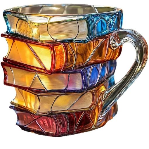 Painted Book Coffee Cup Unique Book Stacking Coffee Cup - Image 4