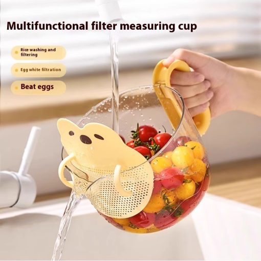 Cartoon Filter Measuring Cup With Scale Food Grade Multifunctional Egg Beater - Image 4