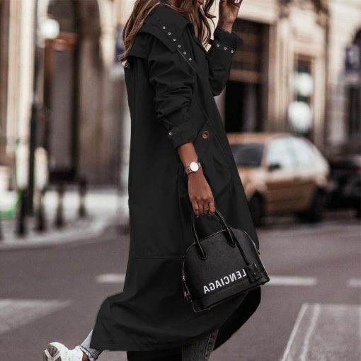 Temperament Niche Personality Casual Large Lapel Mid-length Trench Coat - Image 3