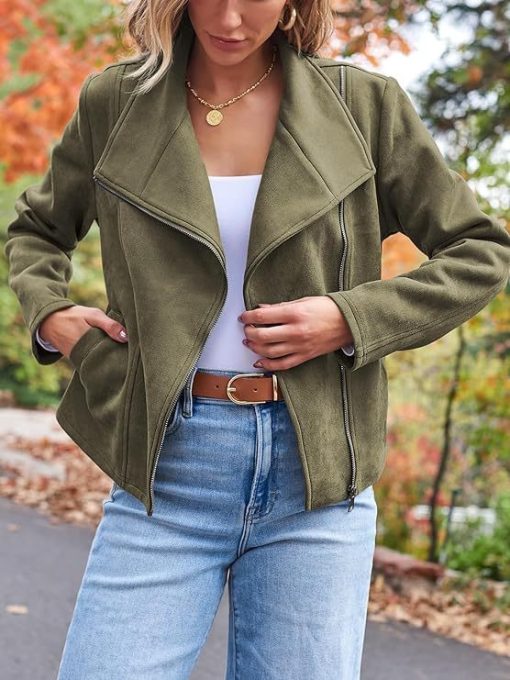 Fashion Casual Short Motorcycle Suede Jacket - Image 9
