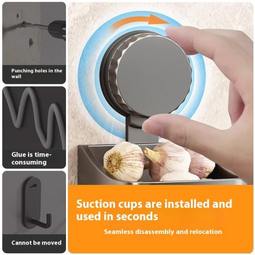 Onion, Ginger And Garlic Storage Box Wall-mounted Suction Cup Storage Rack - Image 5