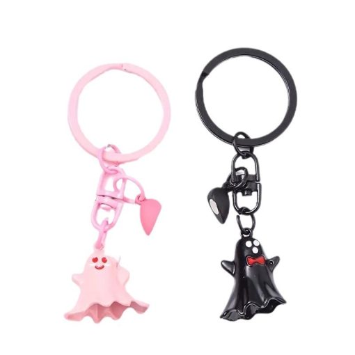 Black Ghost Cartoon Key Button Halloween Key Ring Bag Accessories - Image 2