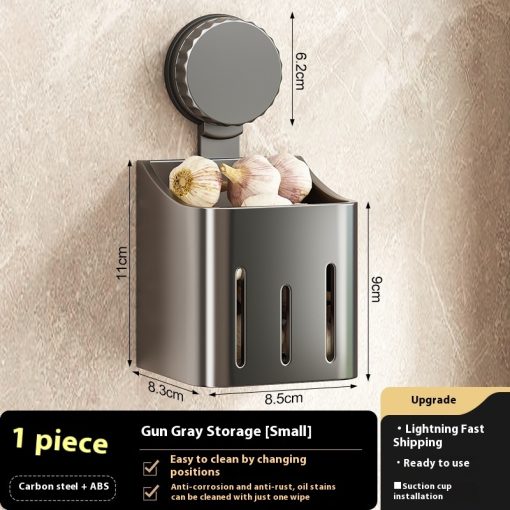 Onion, Ginger And Garlic Storage Box Wall-mounted Suction Cup Storage Rack - Image 2