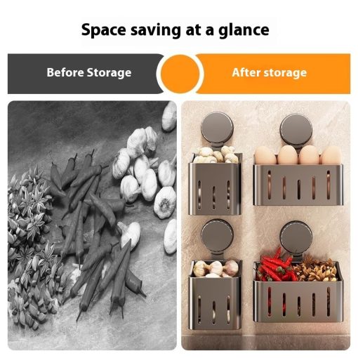 Onion, Ginger And Garlic Storage Box Wall-mounted Suction Cup Storage Rack - Image 9