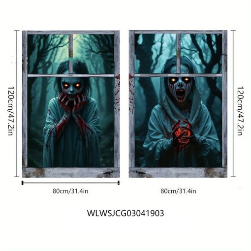 3D Holiday Window Cover Witch Halloween Window Cover - Image 3