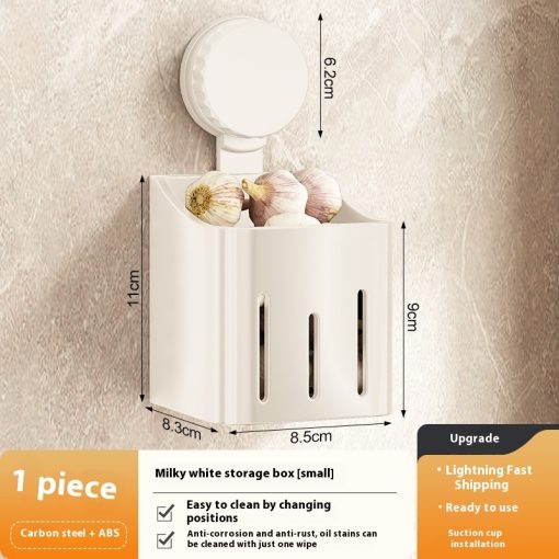 Onion, Ginger And Garlic Storage Box Wall-mounted Suction Cup Storage Rack - Image 8