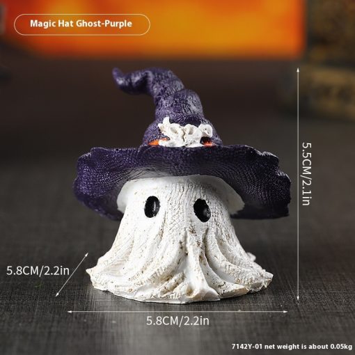 Resin Decoration Halloween Wizard Hat Ghost Ornaments - Image 2