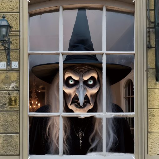 3D Holiday Window Cover Witch Halloween Window Cover - Image 6