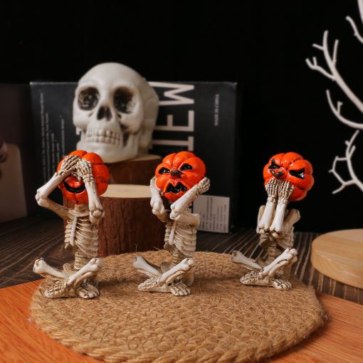 Pumpkin Head Skull Doll Ornaments Home Halloween Layout Props - Image 6