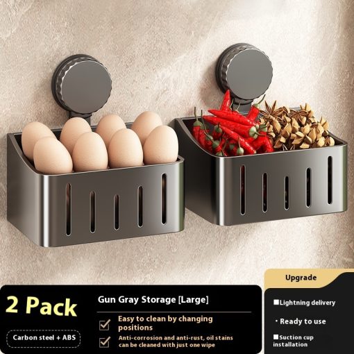 Onion, Ginger And Garlic Storage Box Wall-mounted Suction Cup Storage Rack - Image 10