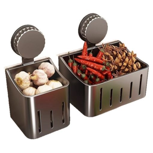 Onion, Ginger And Garlic Storage Box Wall-mounted Suction Cup Storage Rack - Image 6