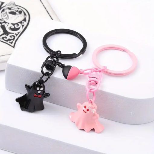 Black Ghost Cartoon Key Button Halloween Key Ring Bag Accessories - Image 5