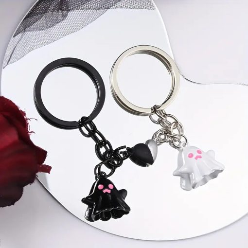 Black Ghost Cartoon Key Button Halloween Key Ring Bag Accessories - Image 4