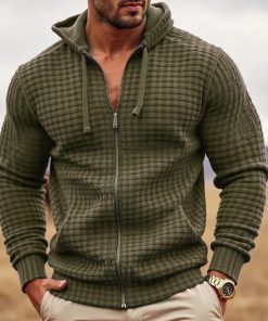 Men's Coat Contrast Color Zipper Casual Sweatshirt
