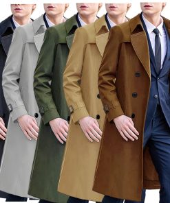 Men's Solid Color Long Trench Coat