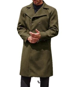Woolen Male Double-breasted Thickened Woolen Trench Coat